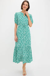 Green Micro Floral Frannie Maxi Dress